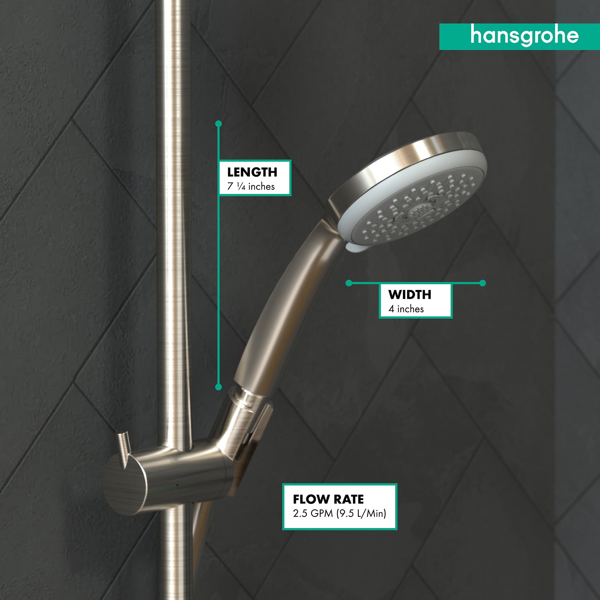 HANSGROHE 04073820 Croma 100 Handshower E 3-Jet, 2.5 GPM - Brushed Nickel