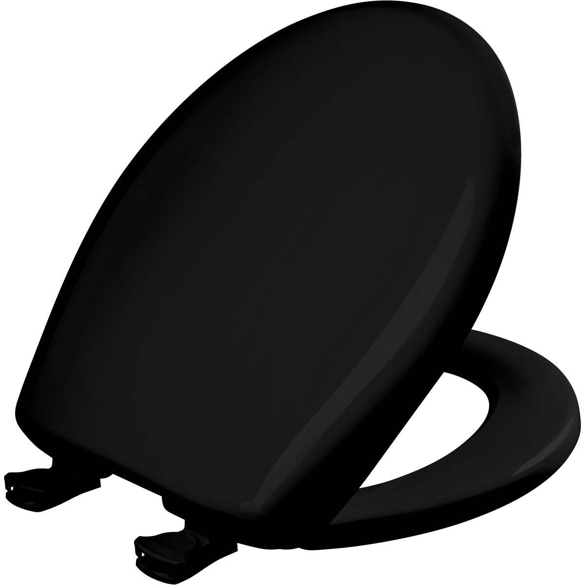 Bemis Round Plastic Toilet Seat in Black with STA-TITE Seat Fastening System, Easy•Clean and  Whisper•Close Hinge