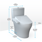 TOTO MW4463074CEMGN#01 Totowashlet+  Aquia Iv Two-Piece Elongated Dual Flush 1.28 And 0.9 Gpf Toilet And Washlet C2 Bidet Seat - Cotton White