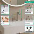 HANSGROHE 73332821 Tecturis S Widespread Faucet 150, 1.2 GPM - Brushed Nickel