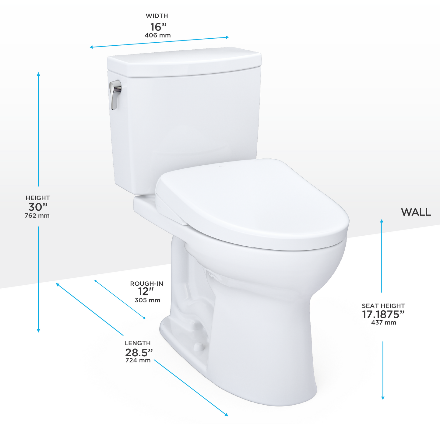 TOTO MW4544726CUFG#01 WASHLET+ Drake II 1G Two-Piece Elongated 1.0 GPF Toilet and WASHLET+ S7 Contemporary Bidet Seat , Cotton White