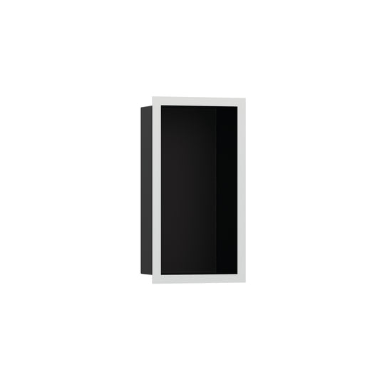 HANSGROHE 56095700 XtraStoris Individual Wall Niche Matte Black with Design Frame 12"x 6"x 4" in Matte White