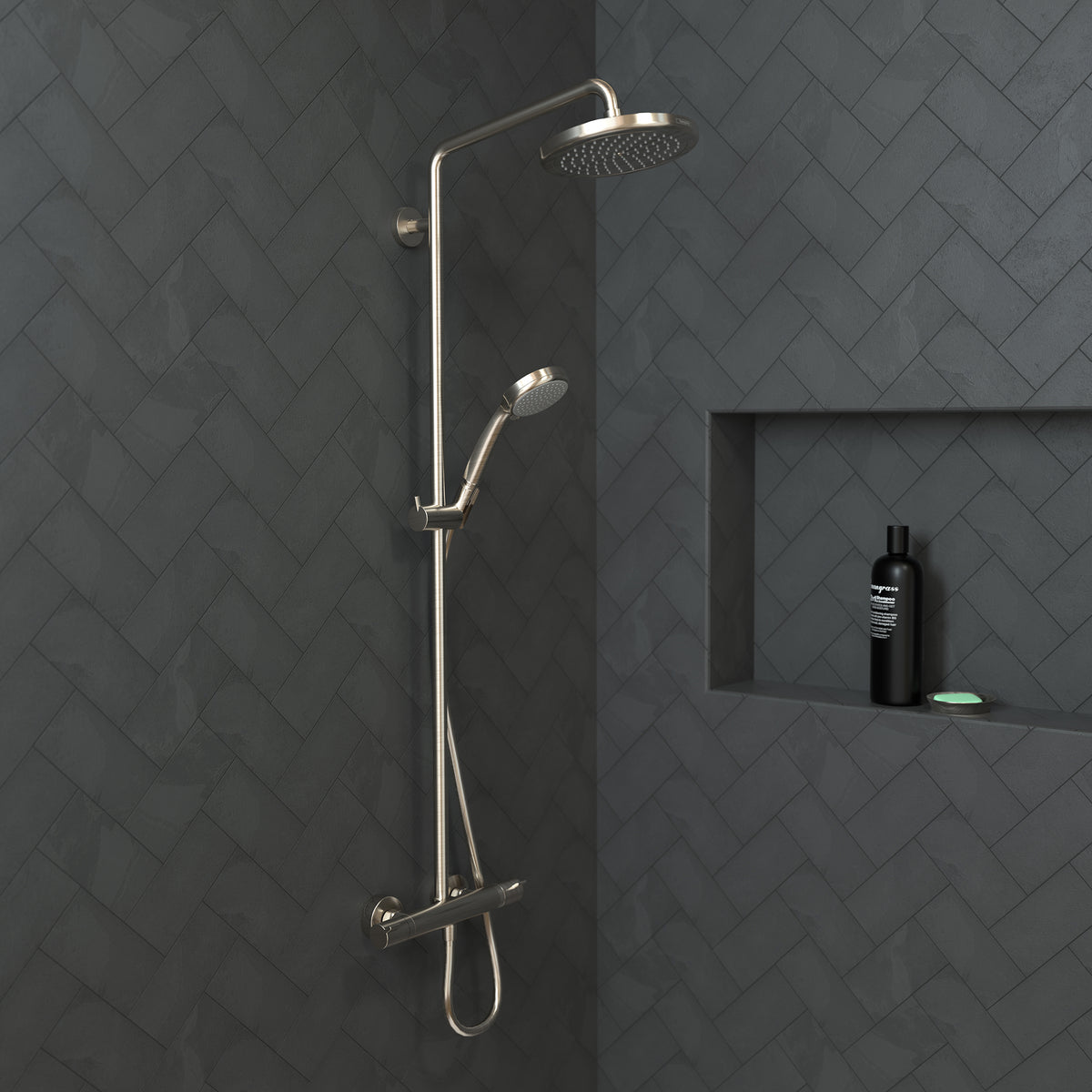 HANSGROHE 27185821 Croma Showerpipe 220 1-Jet, 2.5 GPM - Brushed Nickel
