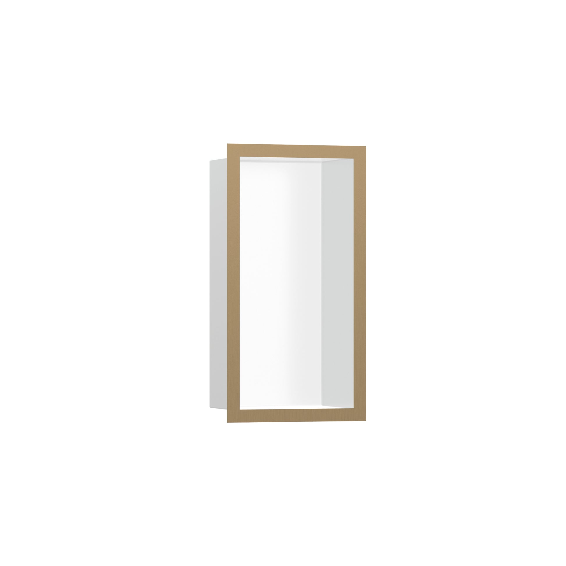 HANSGROHE 56096140 XtraStoris Individual Wall Niche Matte White with Design Frame 12"x 6"x 4" - Brushed Bronze