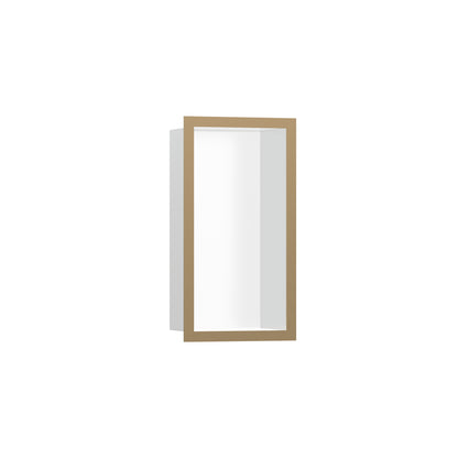 HANSGROHE 56096140 XtraStoris Individual Wall Niche Matte White with Design Frame 12"x 6"x 4" - Brushed Bronze