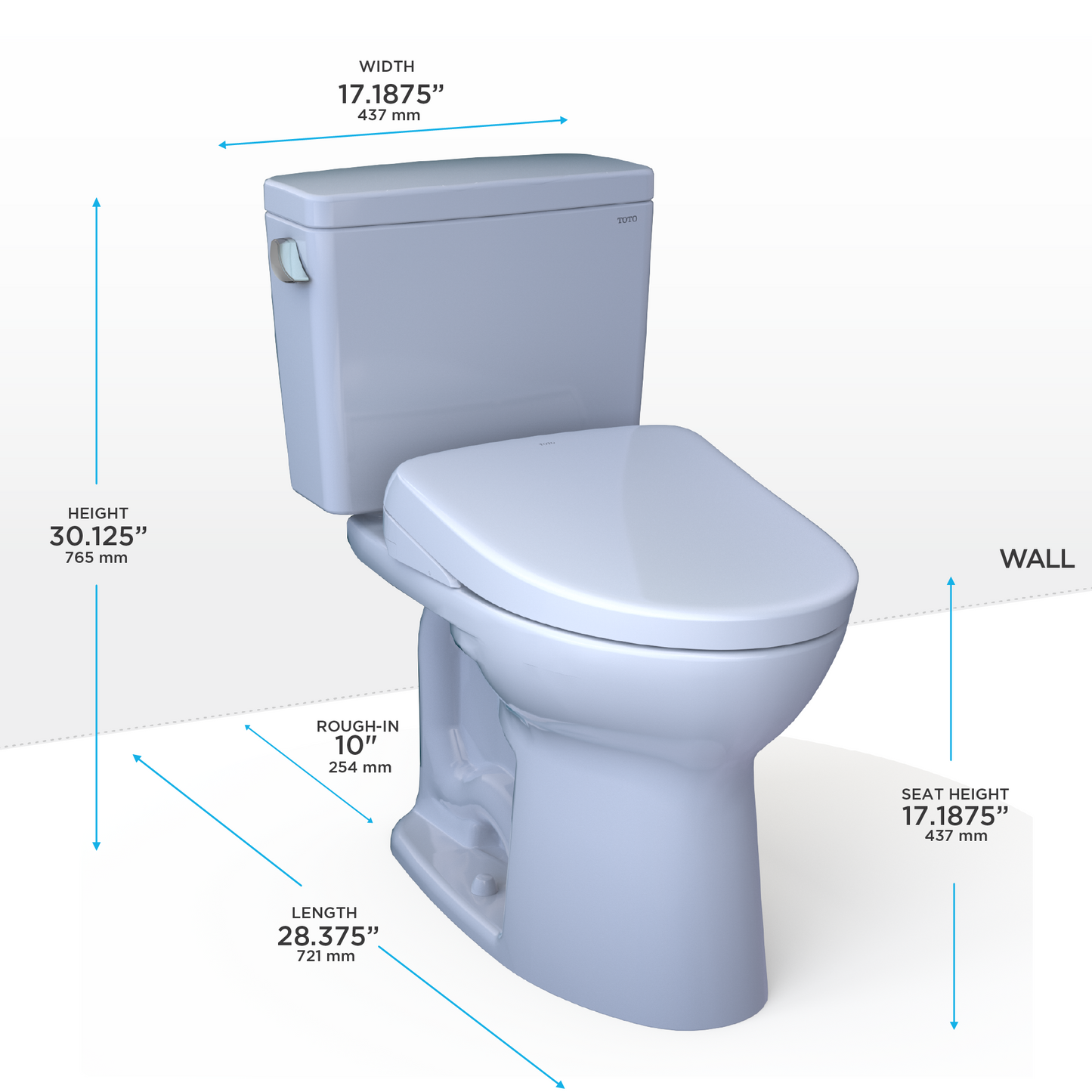 TOTO MW7764736CSFGA.10#01 Drake WASHLET+ Two-Piece Elongated 1.6 GPF Universal Height TORNADO FLUSH Toilet and S7A Contemporary Bidet Seat with Auto Flush , Cotton White