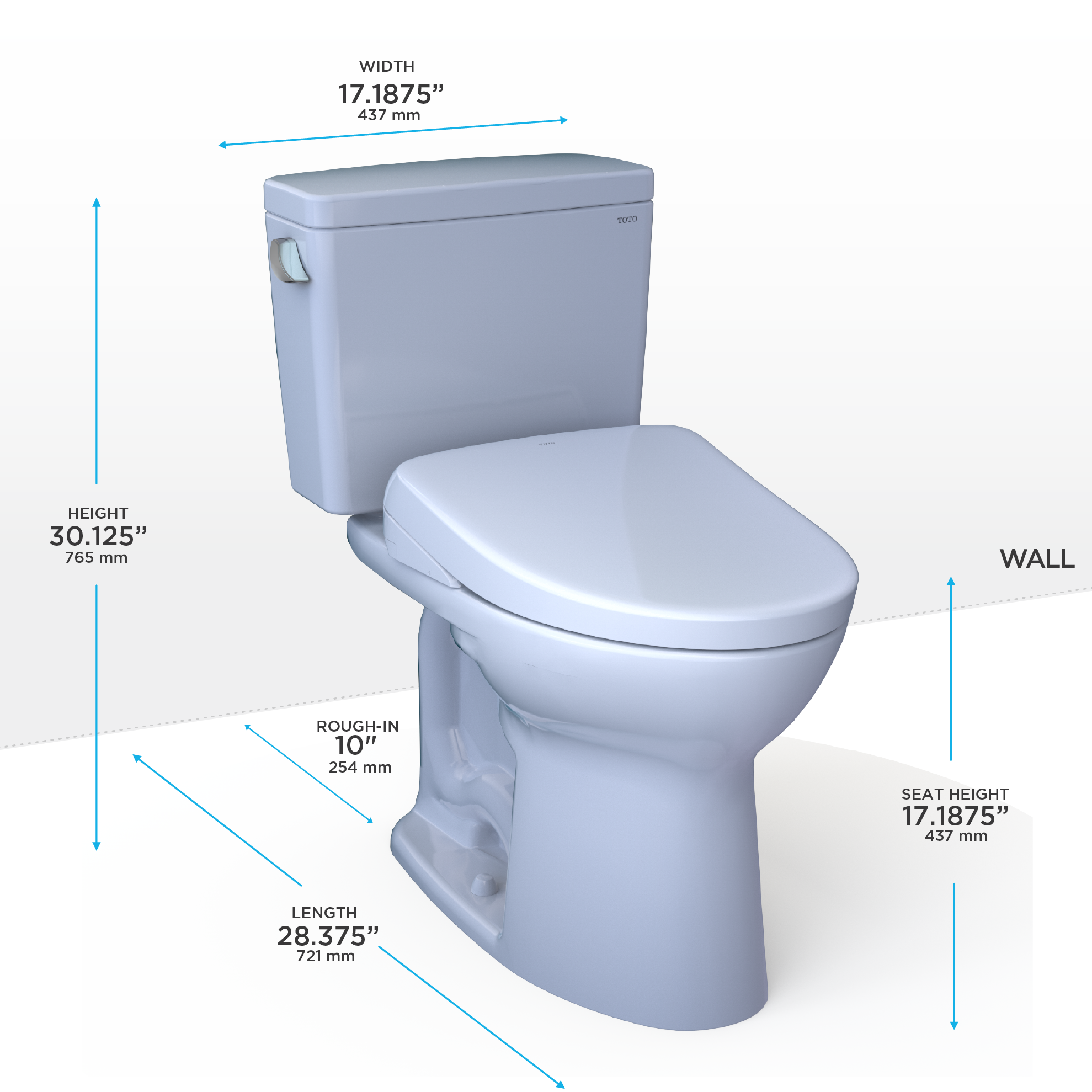 TOTO MW7764726CSFG.10#01 Drake Washlet+ Two-Piece Elongated 1.6 Gpf Universal Height Tornado Flush Toilet With S7 Contemporary Bidet Seat - Cotton White