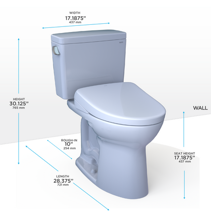 TOTO MW7764726CEFG.10#01 Drake Washlet+ Two-Piece Elongated 1.28 Gpf Universal Height Tornado Flush Toilet With S7 Contemporary Bidet Seat - Cotton White