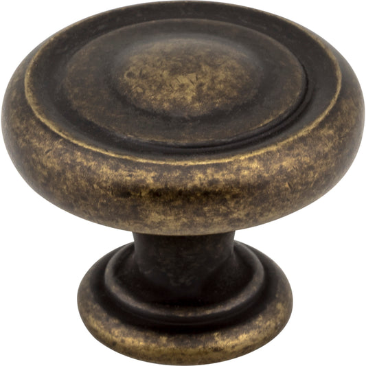 JEFFREY ALEXANDER 117ABM-D Bremen 1 1-1/4" Diameter Mushroom Knob - Distressed Antique Brass