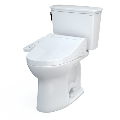 TOTO MW7863074CEFG#01 Drake Transitional Washlet+ Two-Piece Elongated 1.28 Gpf Universal Height Tornado Flush Toilet With C2 Bidet Seat - Cotton White