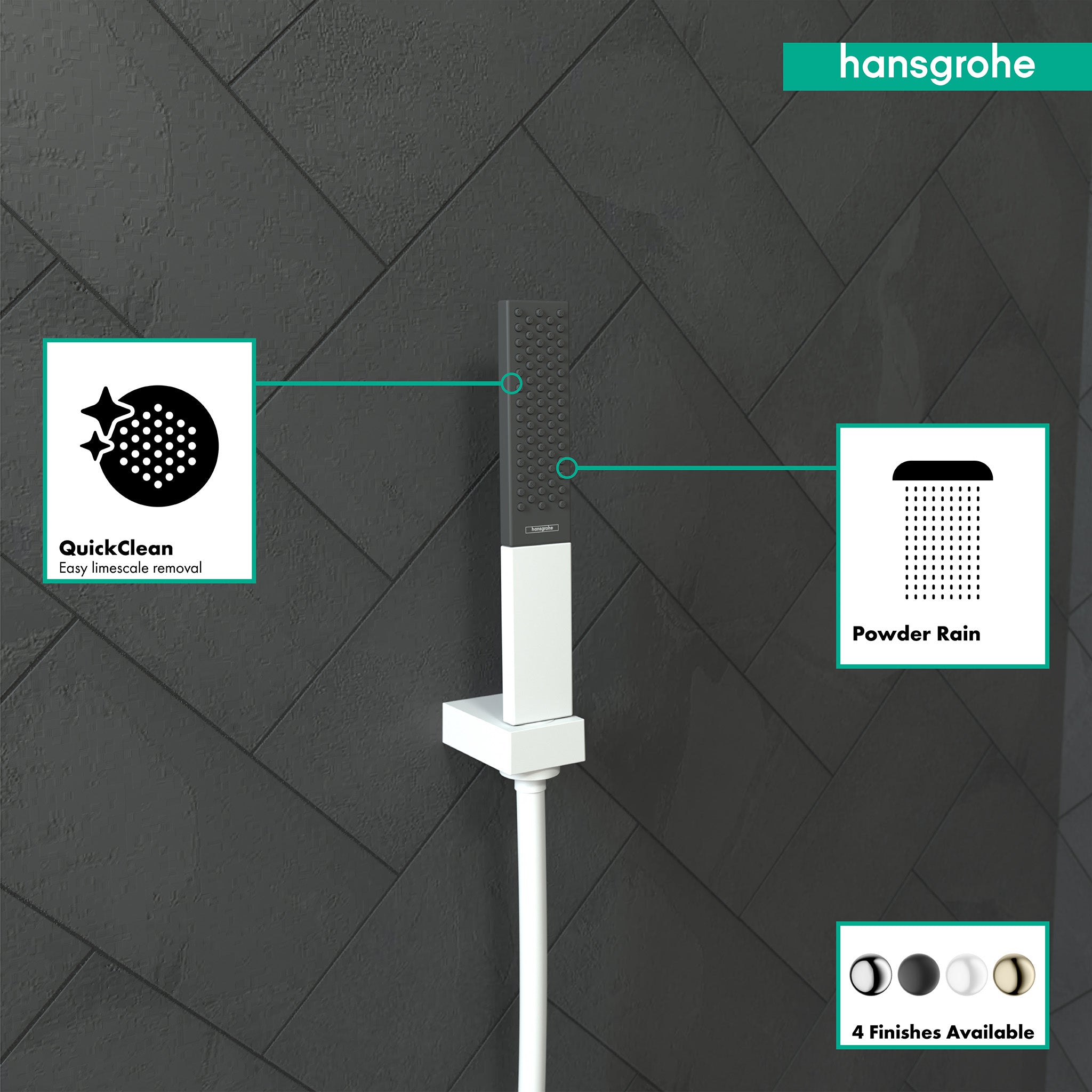 HANSGROHE 26866701 Rainfinity Baton Handshower 100 1-Jet, 2.5 GPM - Matte White