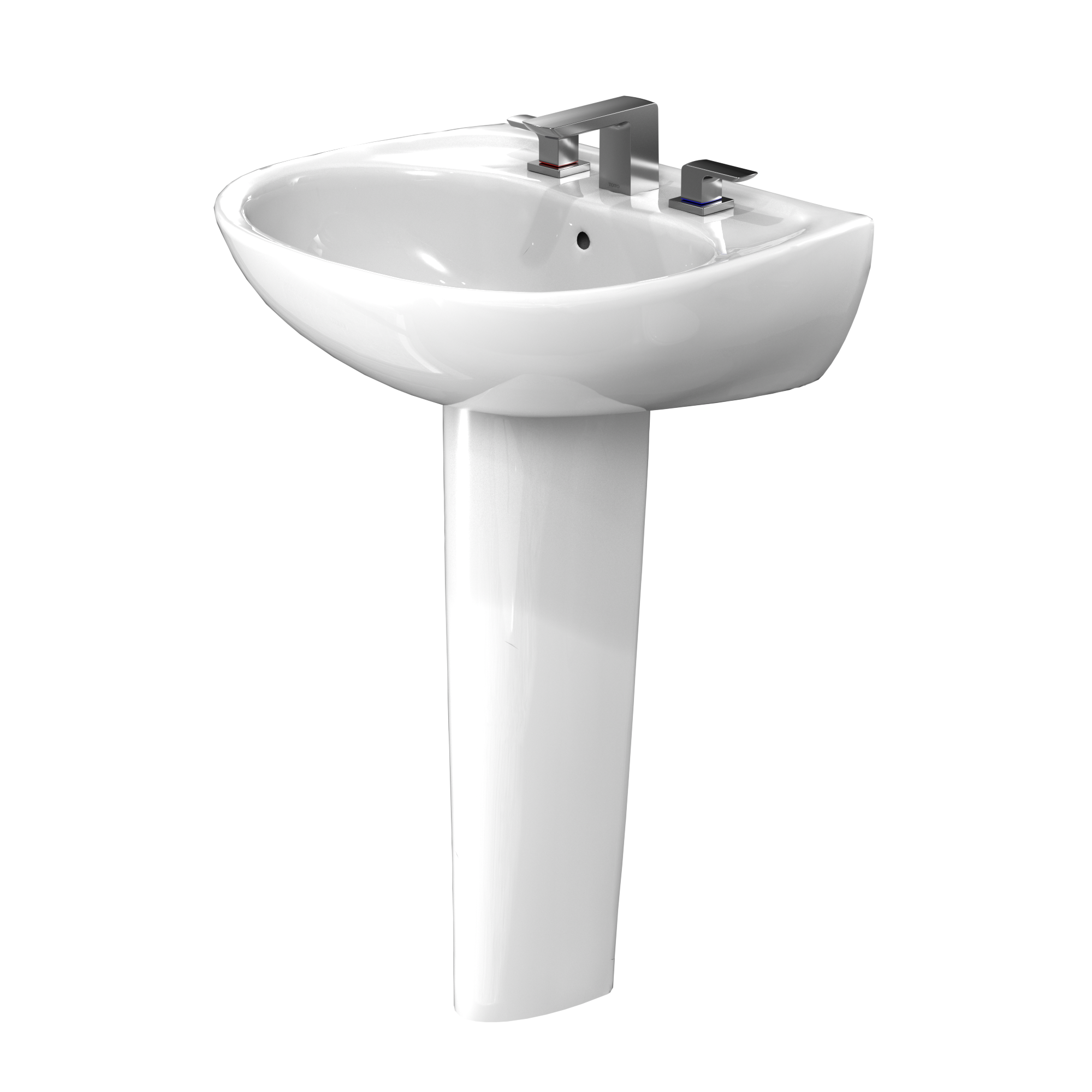 TOTO LPT241.8G#01 Supreme Oval Basin Pedestal Bathroom Sink With Cefiontect For 8 Inch Center Faucets - Cotton White