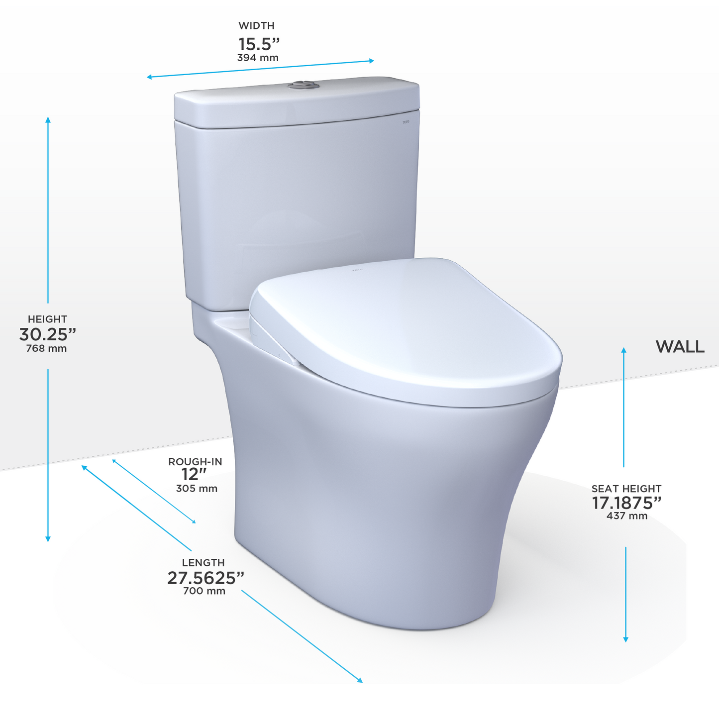 TOTO MW4464726CEMFGNA#01 WASHLET+ Aquia IV Two-Piece Elongated Dual Flush 1.28 and 0.9 GPF Toilet with Auto Flush S7 Contemporary Bidet Seat , Cotton White