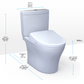 TOTO MW4464736CEMFGN#01 WASHLET+ Aquia IV Two-Piece Elongated Dual Flush 1.28 and 0.9 GPF Toilet with S7A Contemporary Bidet Seat , Cotton White