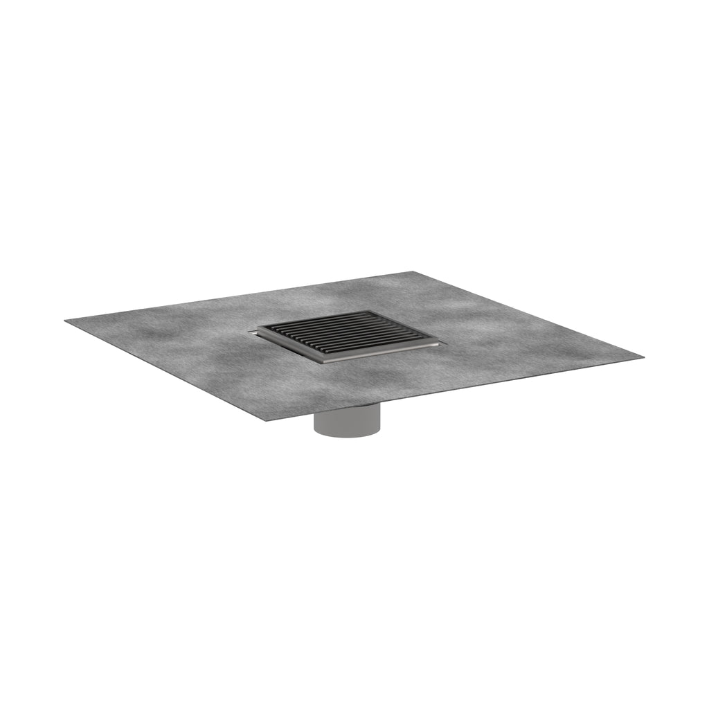 HANSGROHE 56132801 RainDrain Brilliance Point Drain Set 4"x 4" Trim with Height Adjustable Frame and Rough - Brushed Stainless Steel