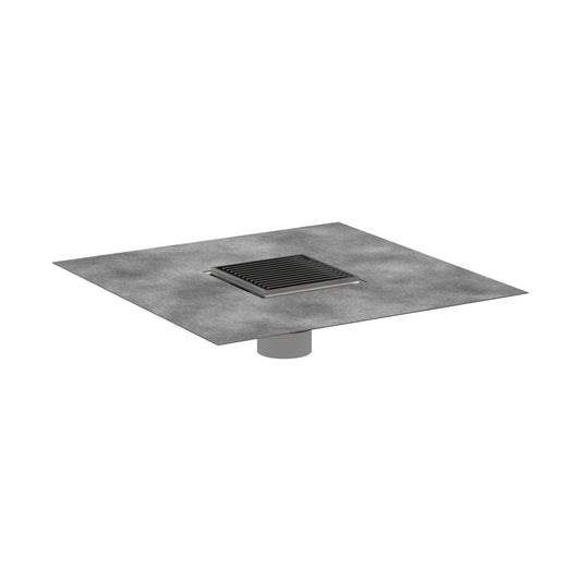 HANSGROHE 56132801 RainDrain Brilliance Point Drain Set 4"x 4" Trim with Height Adjustable Frame and Rough - Brushed Stainless Steel