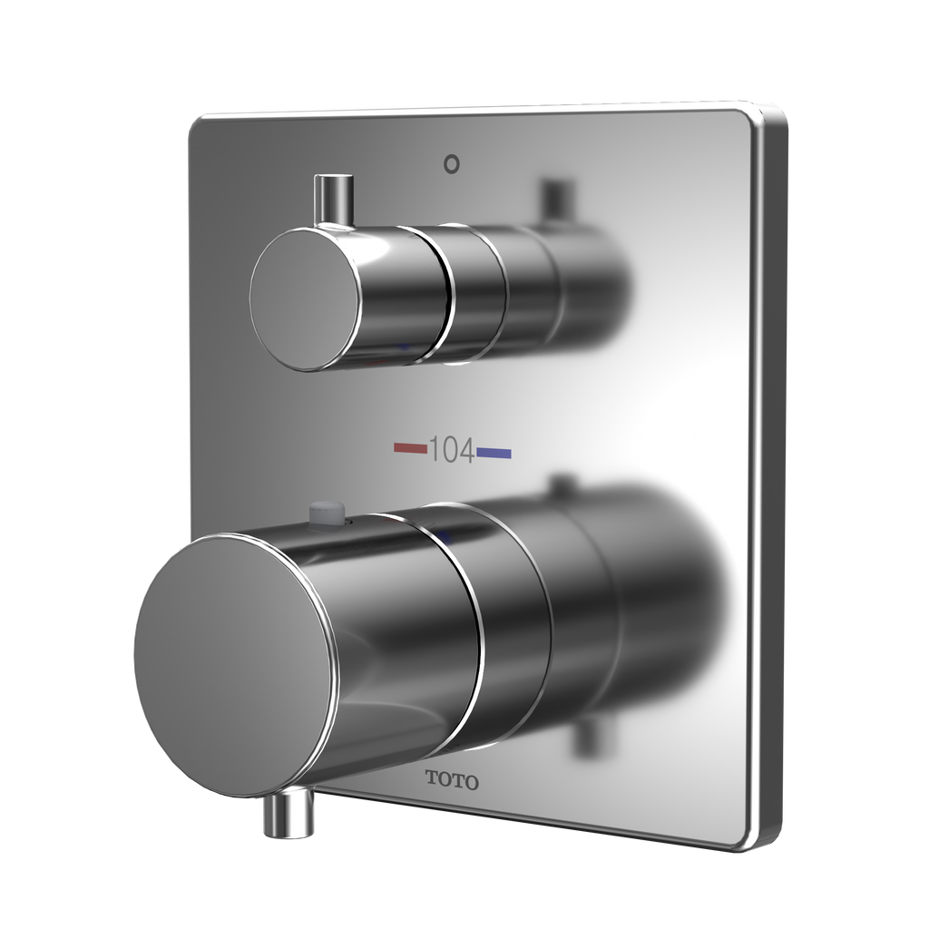 TOTO TBV02403U#CP Square Thermostatic Mixing Valve With Volume Control Shower Trim - Polished Chrome