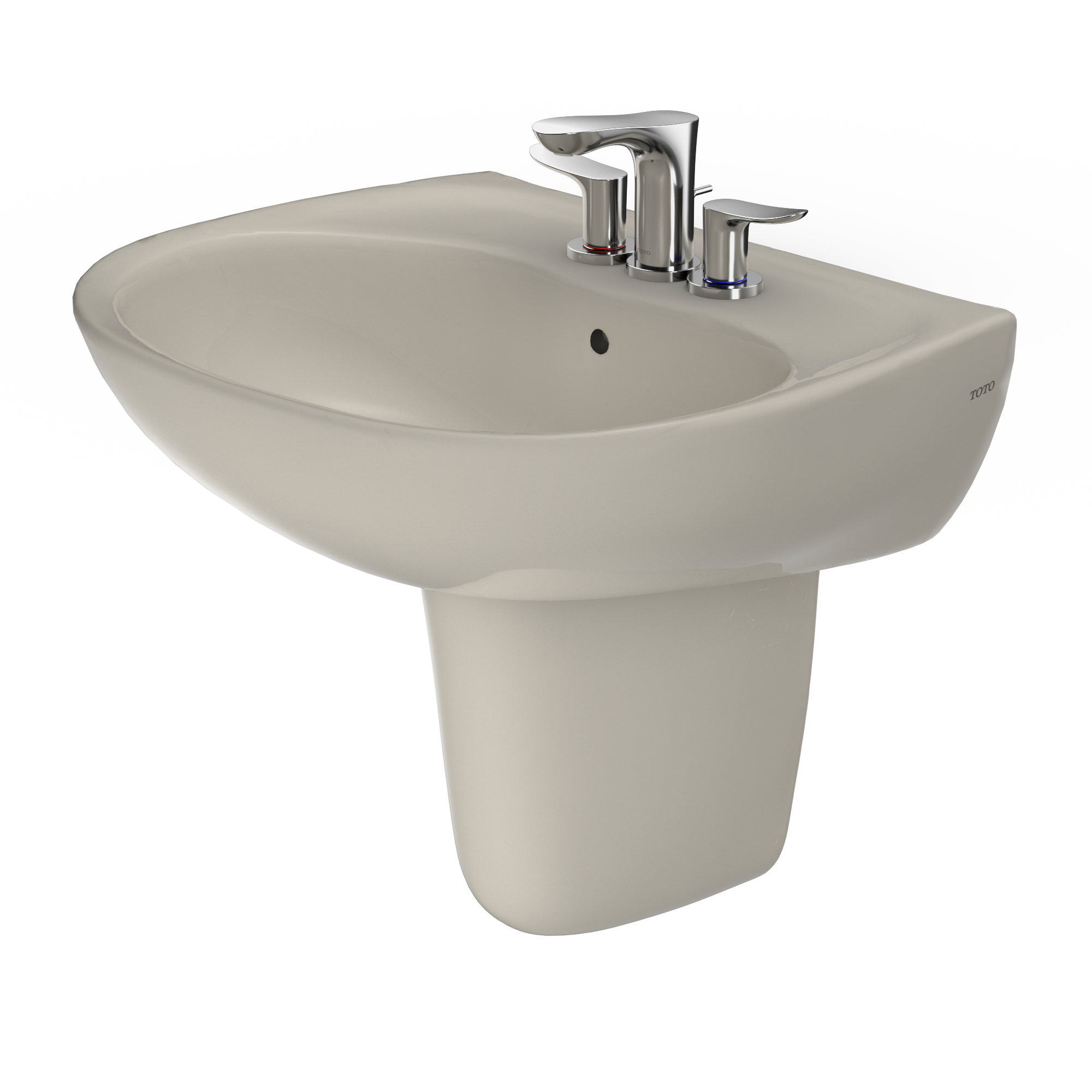 TOTO LHT241.4G#03 Supreme Oval Wall-Mount Bathroom Sink With Cefiontect And Shroud For 4 Inch Center Faucets - Bone
