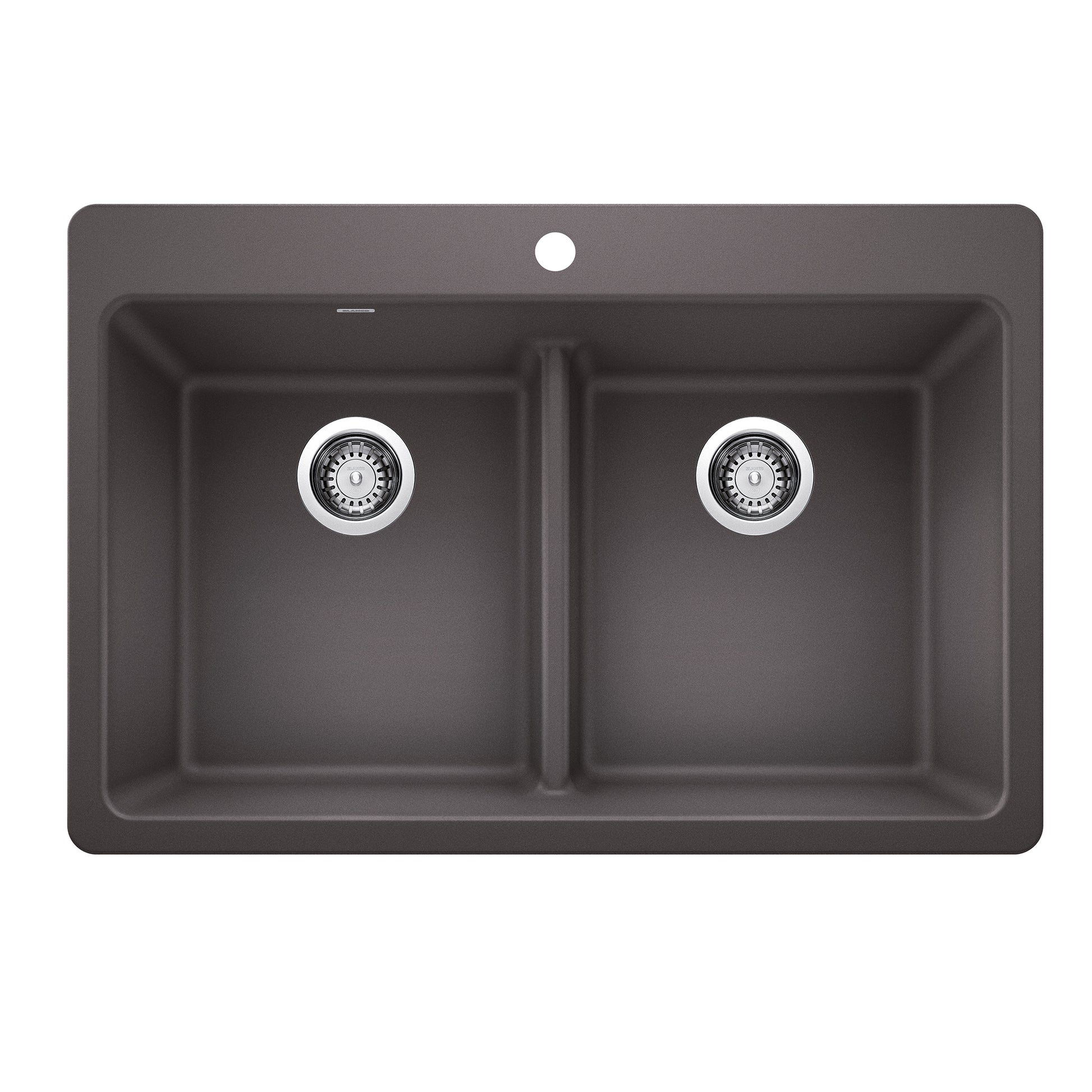 BLANCO 443204 Liven Liven SILGRANIT 33" 50/50 Double Bowl Dual Mount Kitchen Sink with Low Divide - Cinder in Cinder