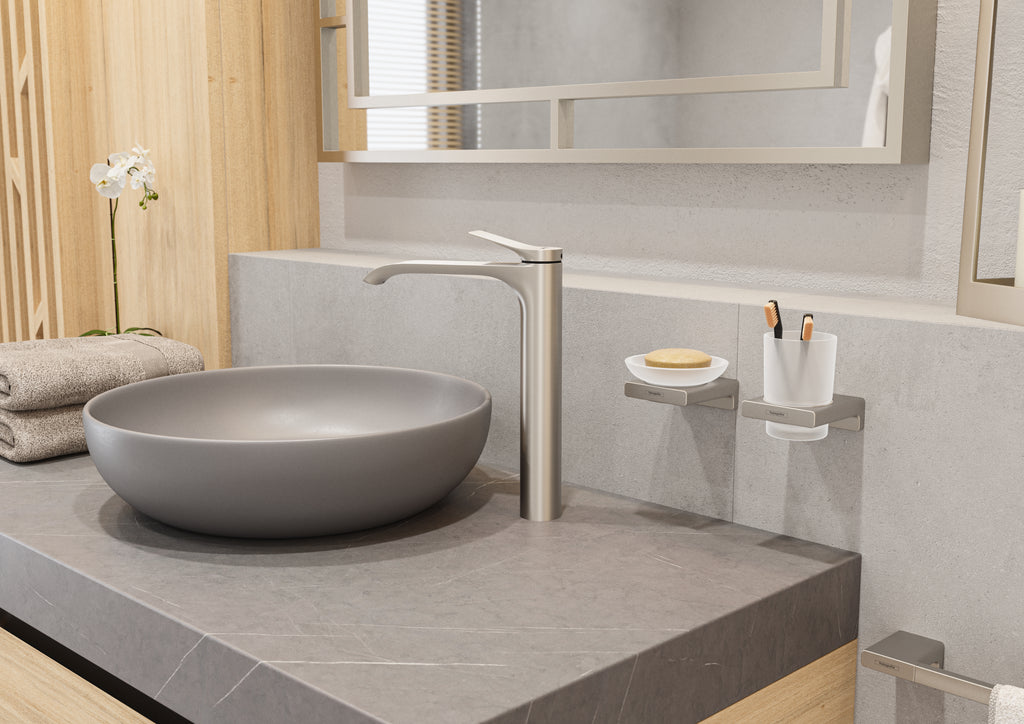 HANSGROHE 41751820 AddStoris Towel Rack with Towel Bar - Brushed Nickel