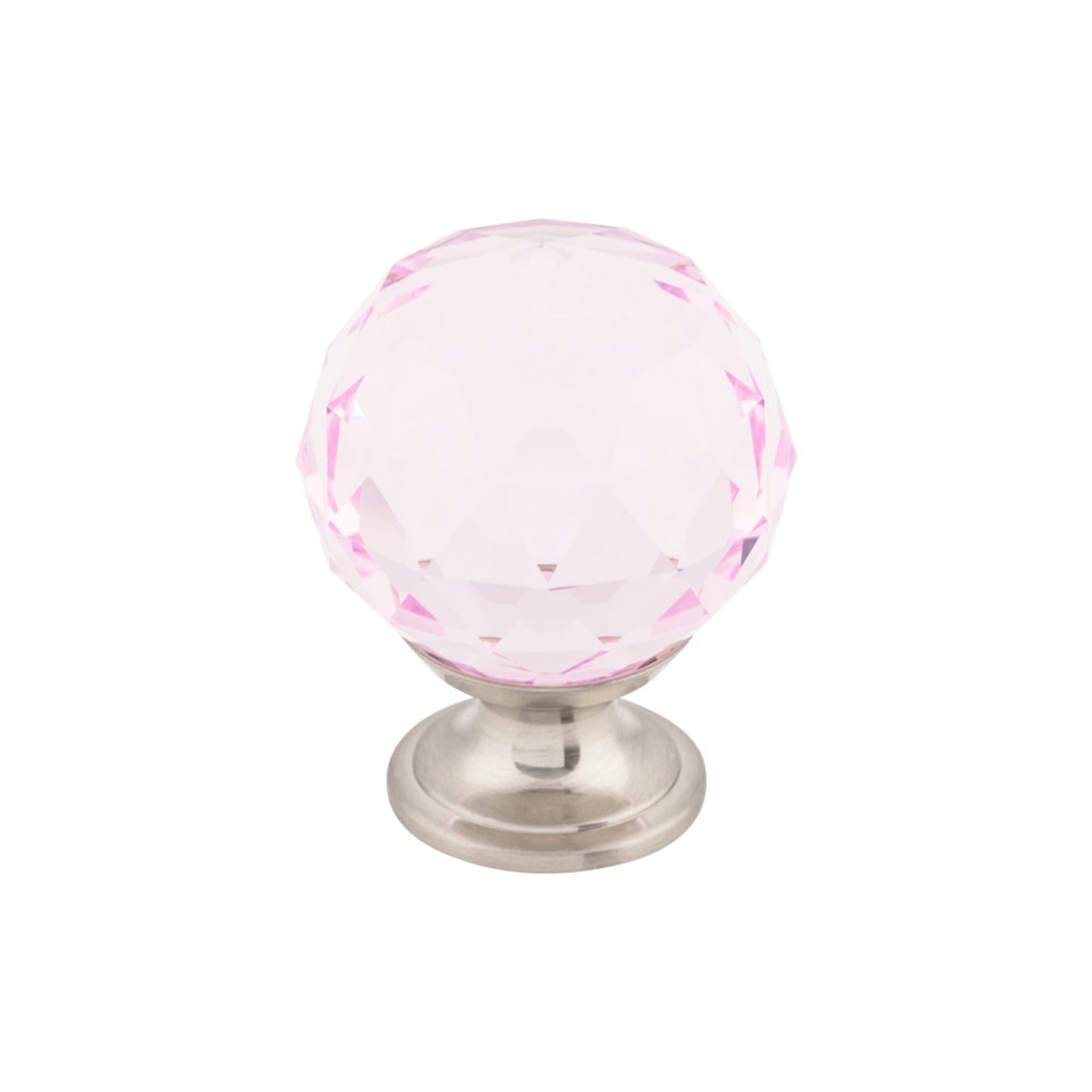 TOP KNOBS TK118BSN Pink Crystal 1 3/8" Diameter Round Knob - Brushed Satin Nickel