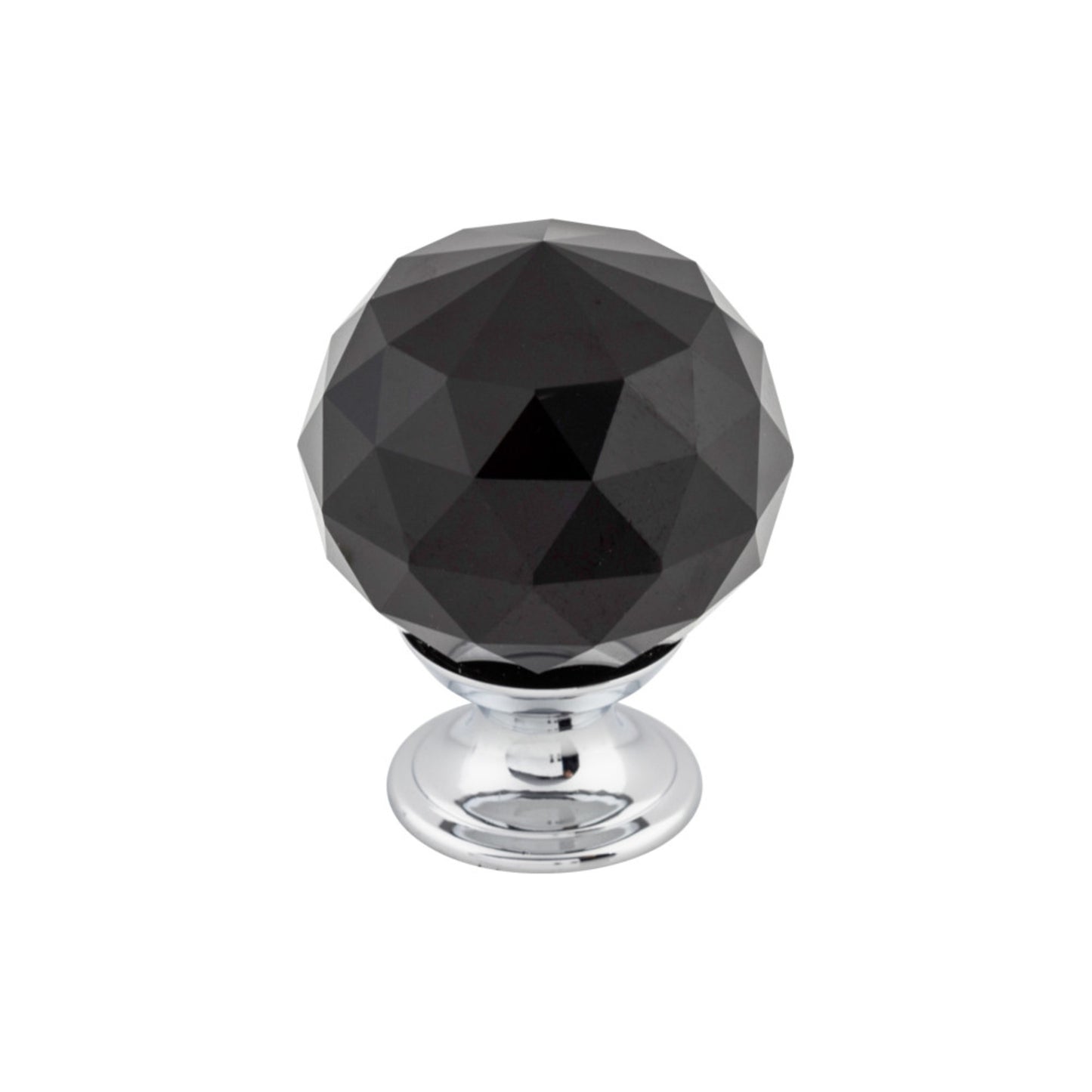 TOP KNOBS TK116PC Black Crystal 1 3/8" Diameter Round Knob - Polished Chrome