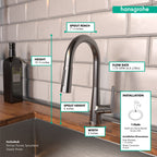 HANSGROHE 72815341 Talis S Prep Kitchen Faucet, 2-Spray Pull-Down, 1.75 GPM - Brushed Black Chrome