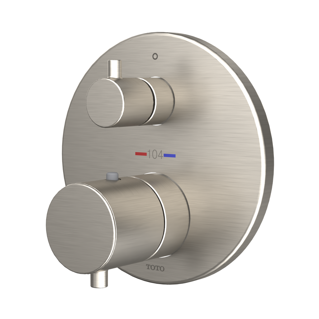 TOTO TBV01408U#BN Round Thermostatic Mixing Valve With Two-Way Diverter Shower Trim - Brushed Nickel