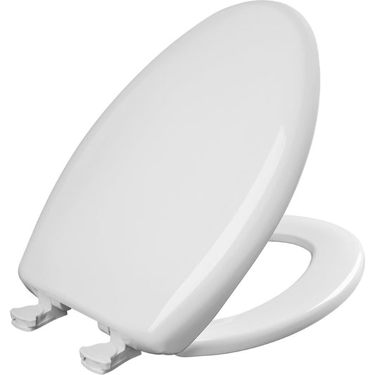 Bemis Elongated Plastic Toilet Seat in Euro White with STA-TITE Seat Fastening System, Easy•Clean and  Whisper•Close Hinge