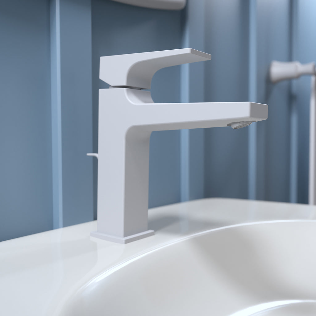 HANSGROHE 32506701 Metropol Single-Hole Faucet 110 with Lever Handle and Pop-Up Drain, 1.2 GPM - Matte White