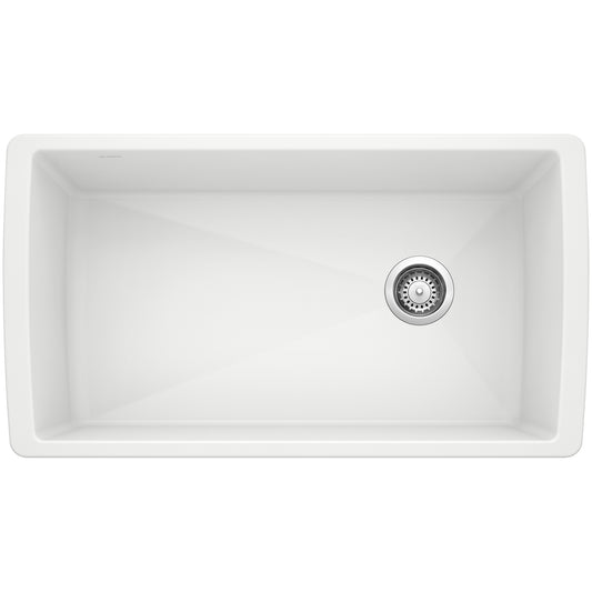 BLANCO 441767 Diamond Diamond SILGRANIT 33" Super Single Undermount Kitchen Sink - White in White