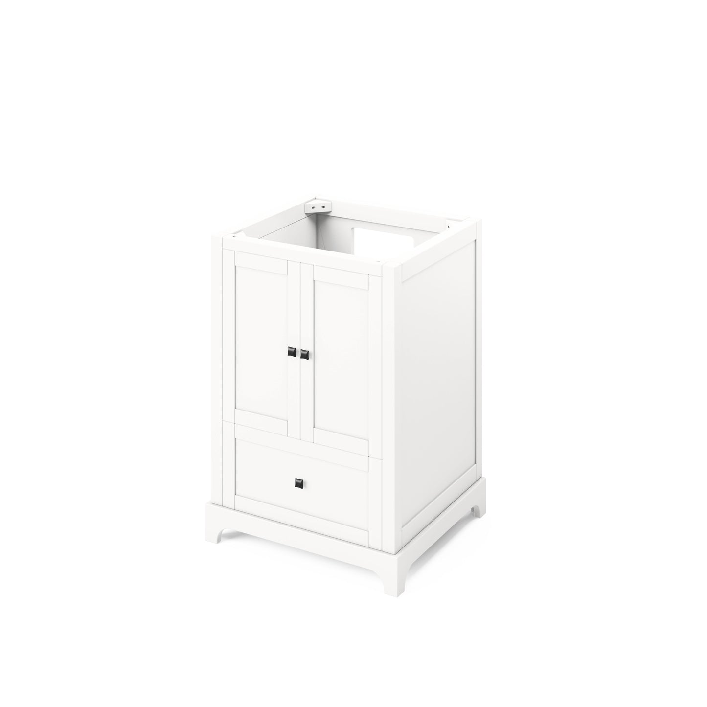 JEFFREY ALEXANDER VKITADD24WHBOR 24" White Addington Vanity, Boulder Cultured Marble Vanity Top, undermount rectangle bowl - White