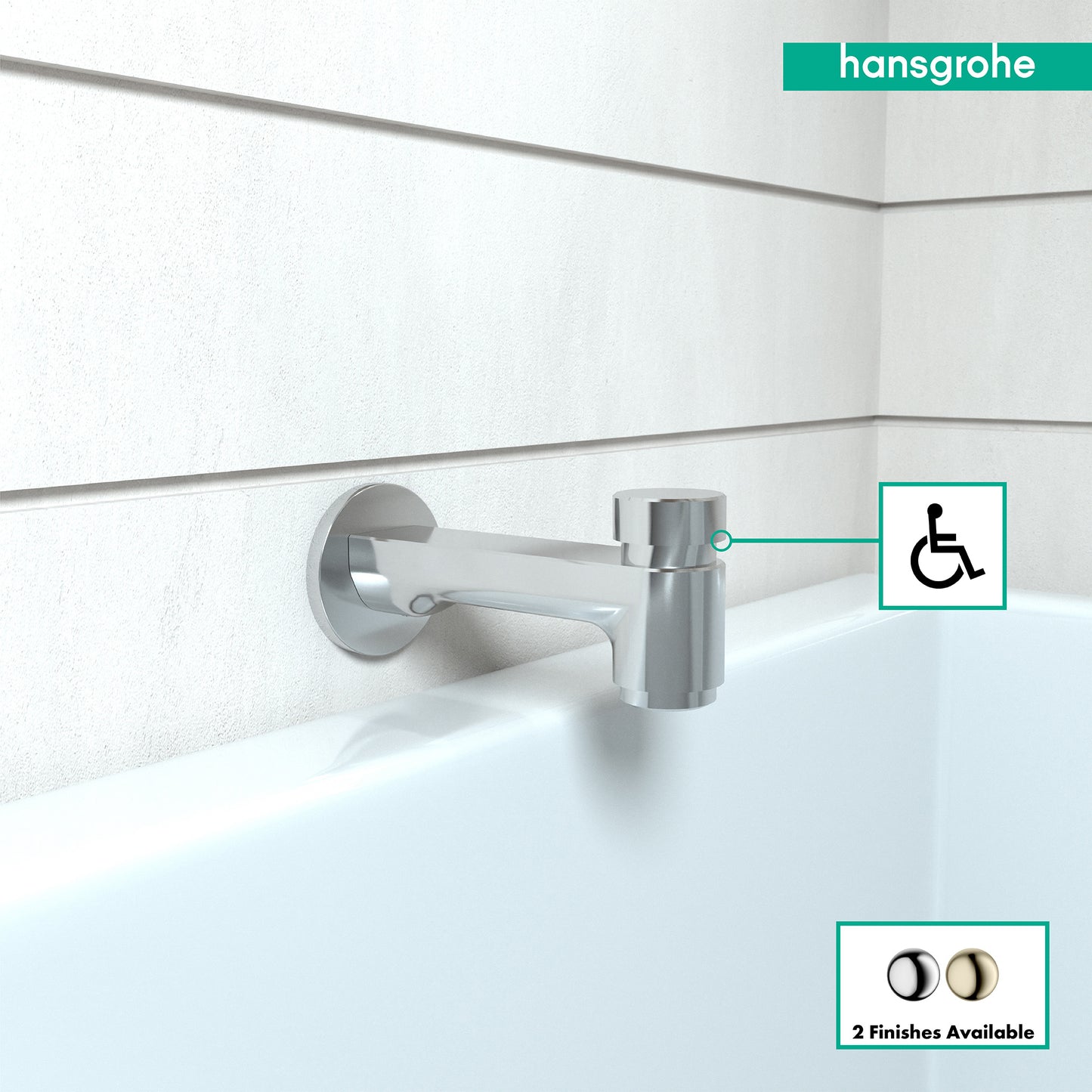 HANSGROHE 14414001 Chrome Metris S Modern Tub Spout
