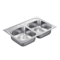 MOEN G222163 2200 Series Discontinued  33"X22" Stainless Steel 22 Gauge Double Bowl Drop In Sink - Brushed-Satin Stainless