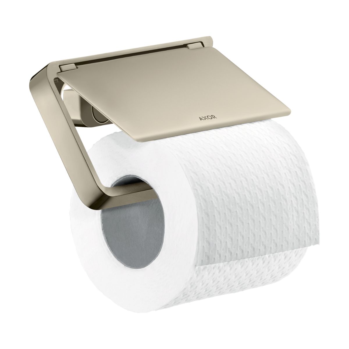 AXOR 42836830 Universal SoftSquare Toilet Paper Holder with Cover - Polished Nickel