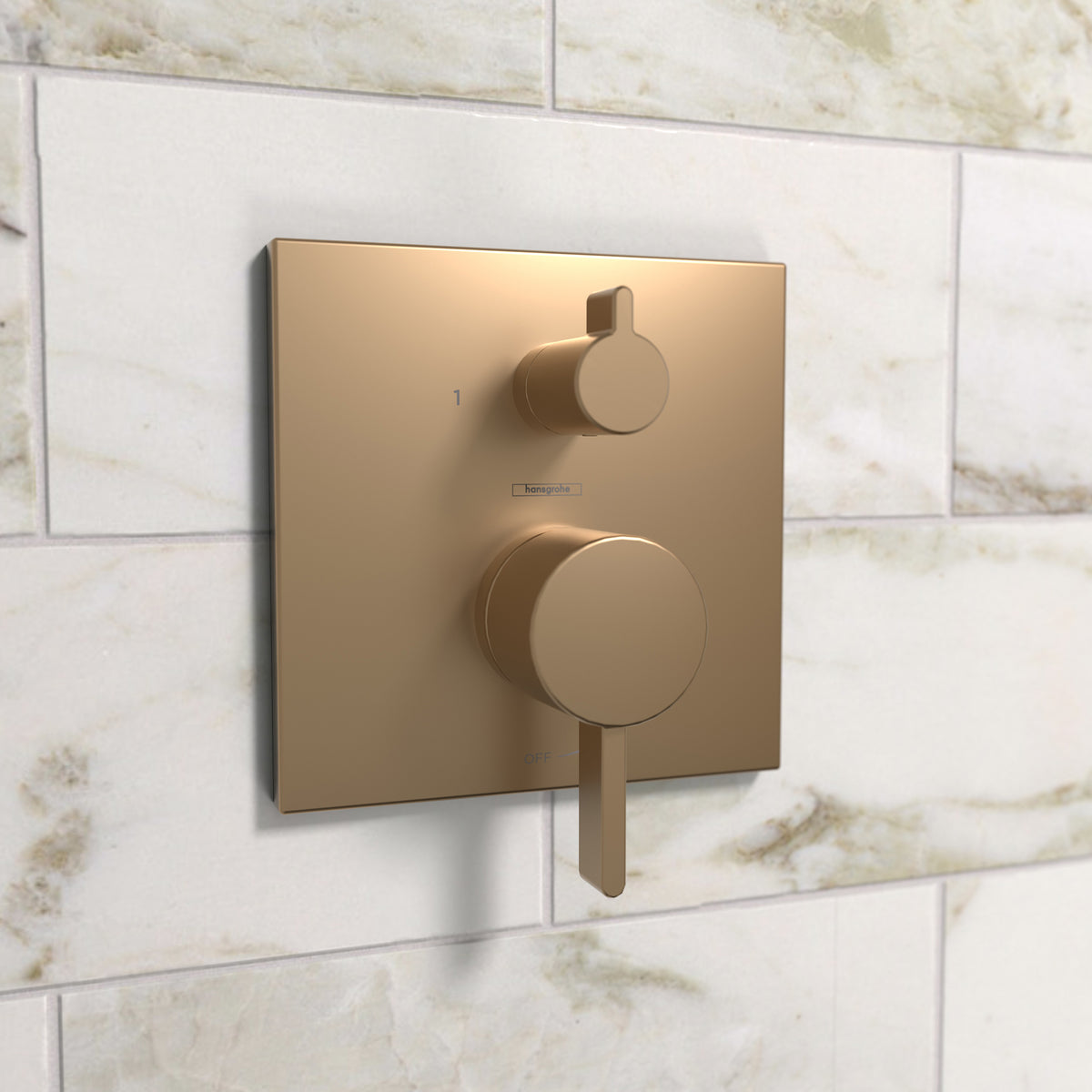 HANSGROHE 15862141 Ecostat Pressure Balance Trim Square with Diverter - Brushed Bronze