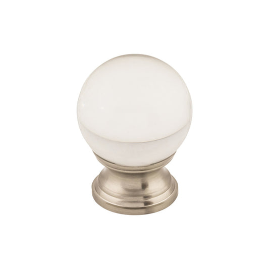 TOP KNOBS TK841BSN Clarity Clear Glass 1 3/16" Diameter Round Knob , Brushed Satin Nickel