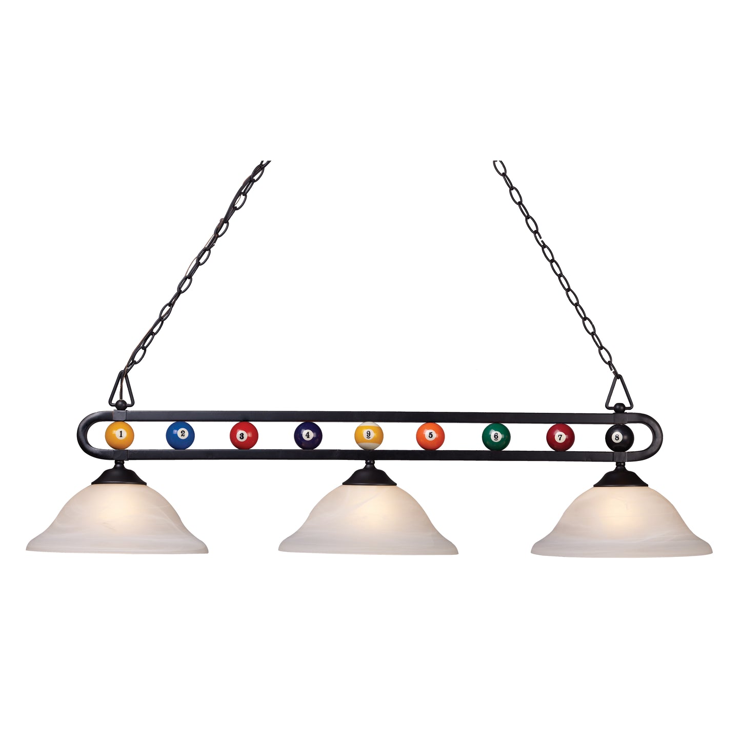 ELK SHOWROOM BIS9300 Billiard Motif 51'' Wide 3-Light Linear Chandelier - Matte Black