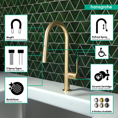HANSGROHE 72850251 Talis N HighArc Kitchen Faucet, A-Style, 2-Spray Pull-Down, with sBox, 1.75 GPM - Brushed Gold Optic