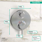 HANSGROHE 15757001 Ecostat S Thermostatic Trim with Volume Control - Chrome