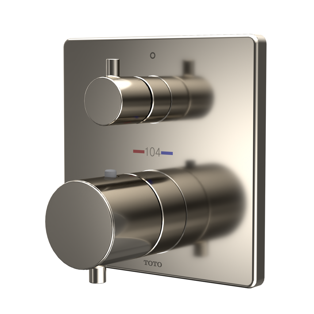 TOTO TBV02404U#PN Square Thermostatic Mixing Valve With Two-Way Diverter Shower Trim - Polished Nickel