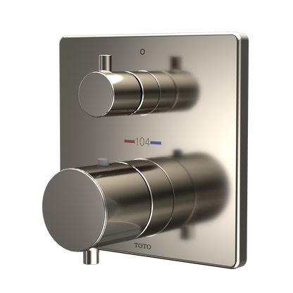 TOTO TBV02404U#PN Square Thermostatic Mixing Valve With Two-Way Diverter Shower Trim - Polished Nickel