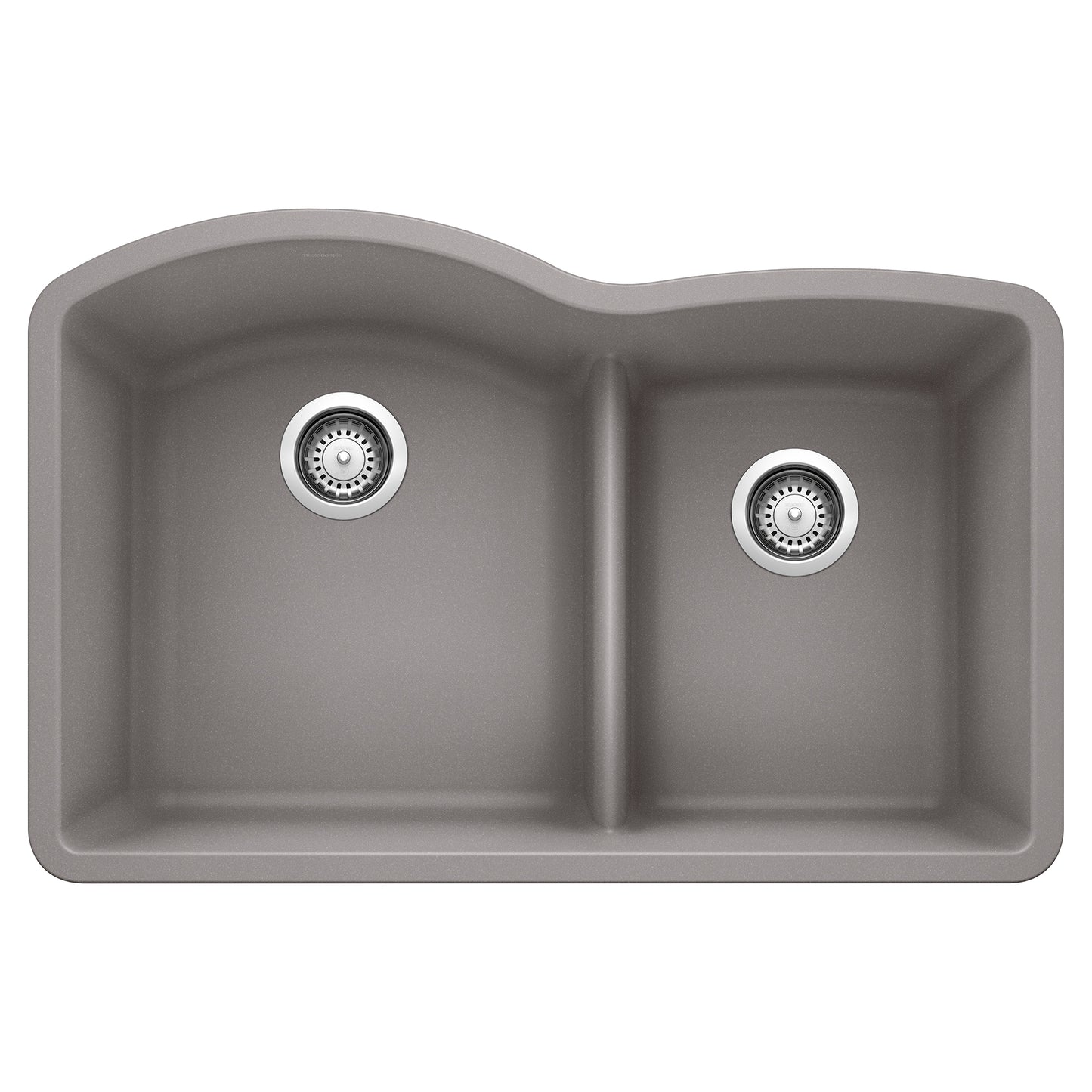 BLANCO 441592 Diamond Diamond SILGRANIT 32" 60/40 Double Bowl Undermount Kitchen Sink with Low Divide - Metallic Gray in Metallic Gray