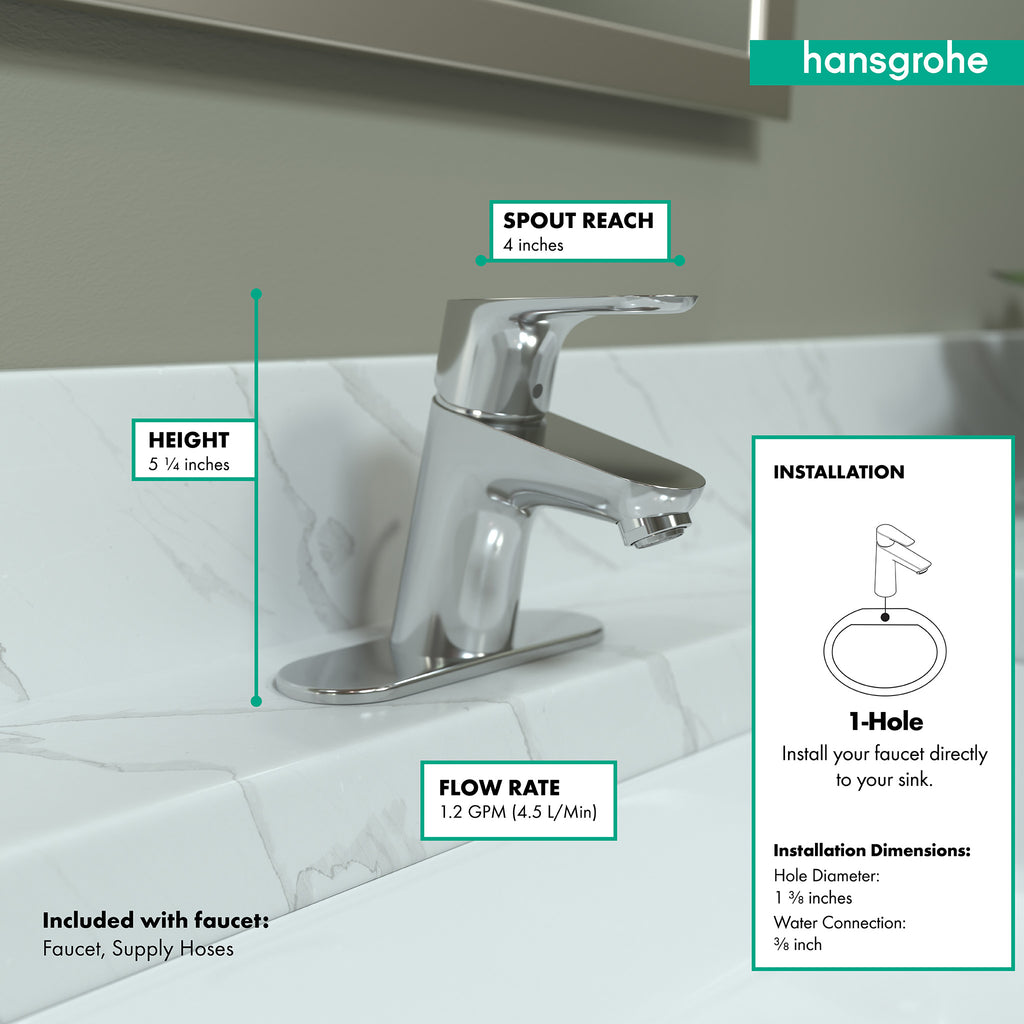 HANSGROHE 04510000 Focus Single-Hole Faucet 70, 1.2 GPM - Chrome