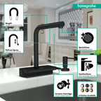 HANSGROHE 73830671 Aquno Select Kitchen Faucet, 2-Spray Pull-Out with sBox, 1.75 GPM - Matte Black