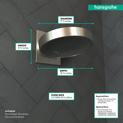 HANSGROHE 26232821 Brushed Nickel Rainfinity Modern Showerhead 2.5 GPM