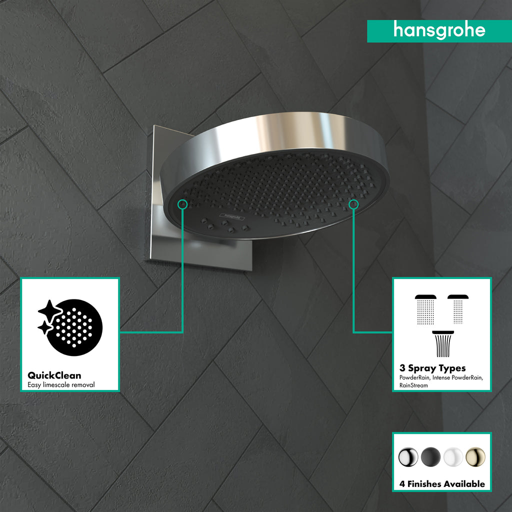 HANSGROHE 26232001 Rainfinity Showerhead 250 3-Jet with Wall Connector Trim, 2.5 GPM - Chrome
