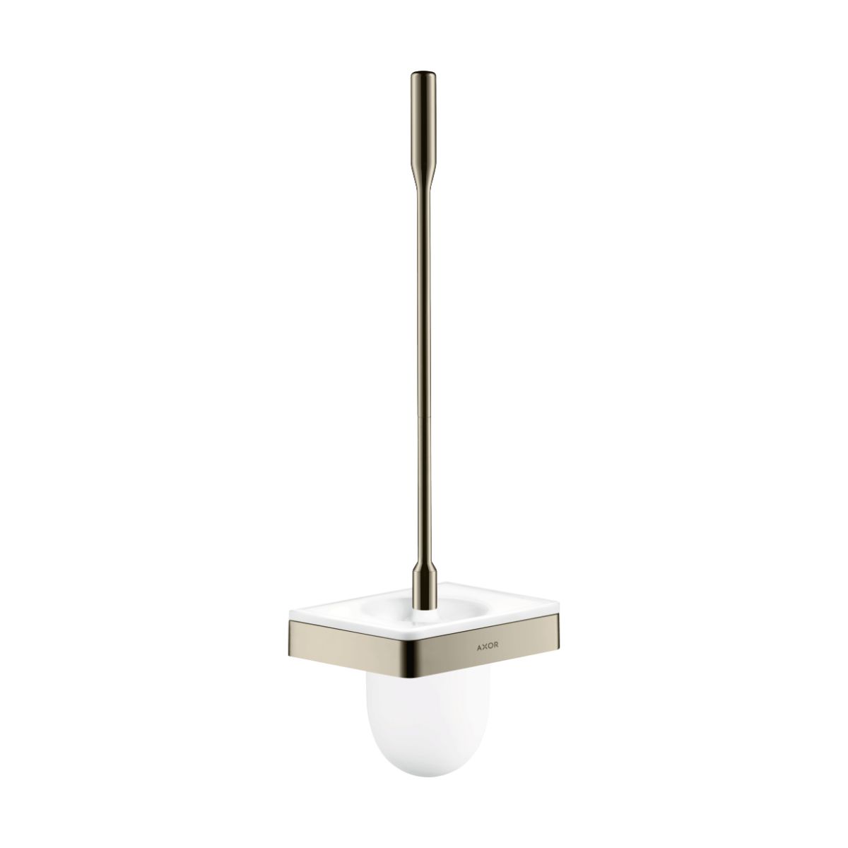 AXOR Universal SoftSquare Toilet Brush with Holder, Wall-Mounted in Polished Nickel
