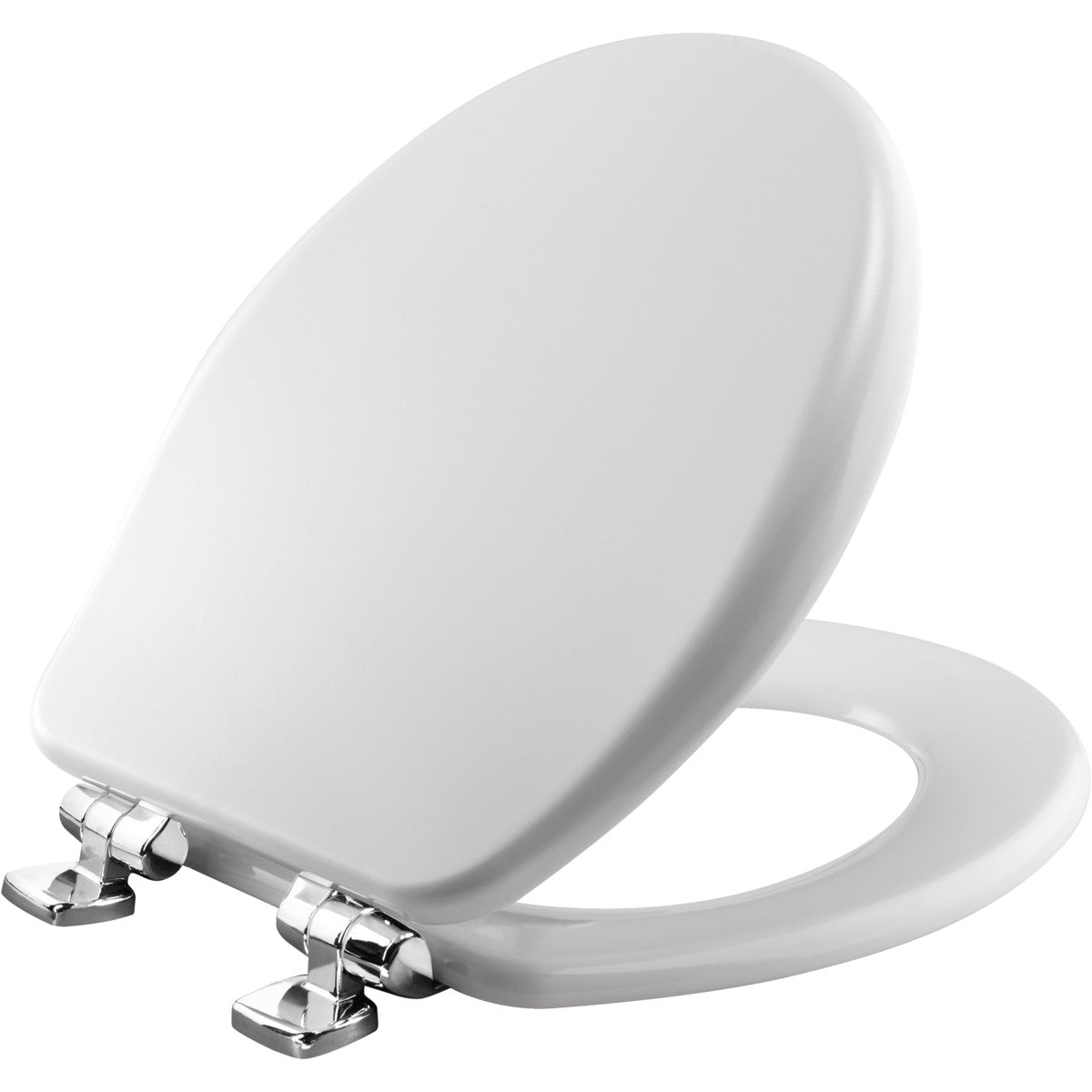 Bemis Alesio Round High Density Enameled Wood Toilet Seat in White with STA-TITE Seat Fastening System, Whisper•Close, Precision Seat Fit Adjustable Chrome Hinge and Super Grip Bumpers