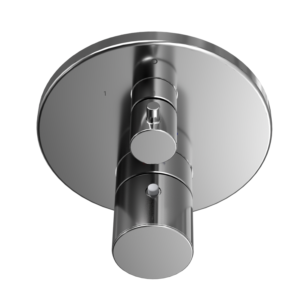 TOTO TBV01408U#CP Round Thermostatic Mixing Valve With Two-Way Diverter Shower Trim - Polished Chrome